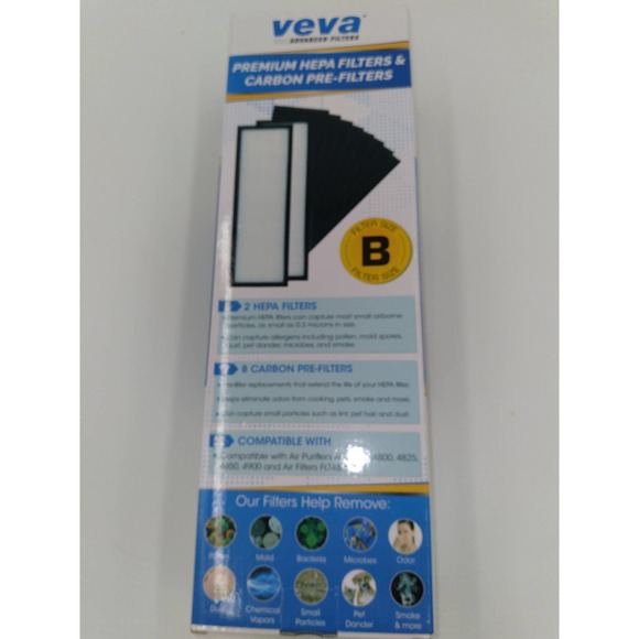 VEVA 2 Activated Carbon HEPA Filters with 8 Pre Filter for Air Purifiers - Picture 1 of 5